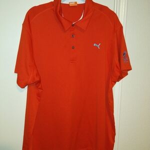 Puma Orange Short Sleeve Polo Shirt Men's sz XL